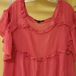 Zac & Rachel Women's Pink Ruffle Top Sz Xlrg